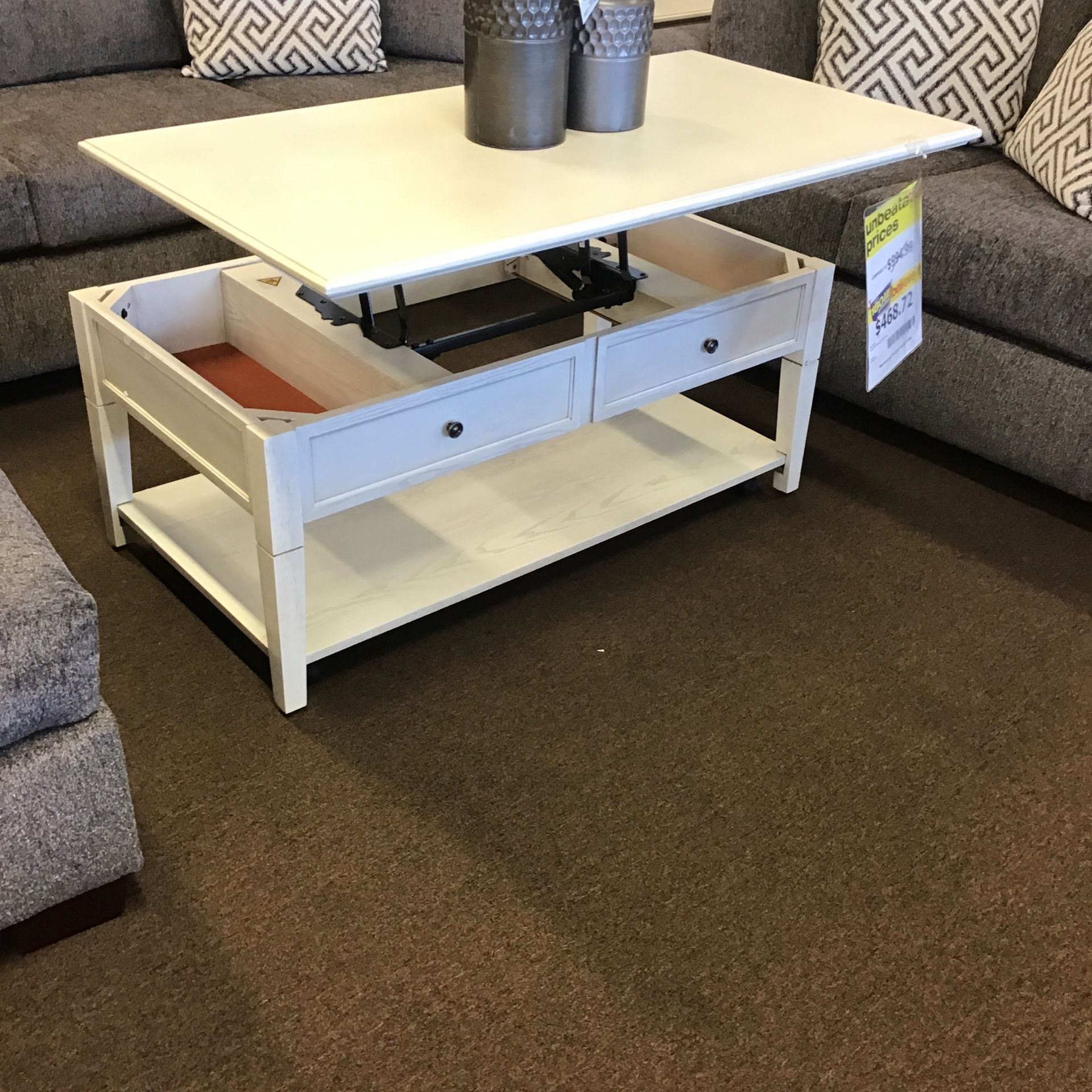 Antique White Lift Top Coffee Table And 2 End Tables