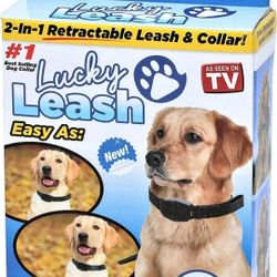 Lucky Leash 2n1 Retractable Leash & Collar- Large/X-Large/New