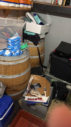 Two 55 gallon oak barrels