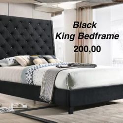 King Black Bed-Frame 