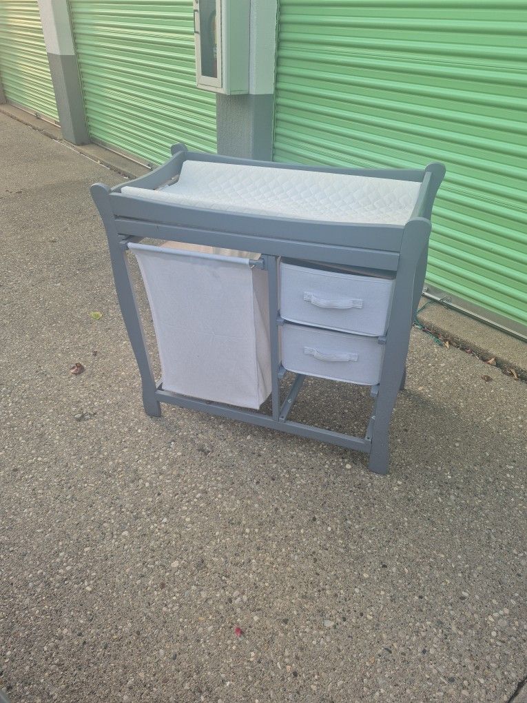 Baby Changing Table With Built In Hamper And Drawers
