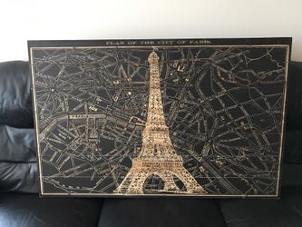 Eiffel tower city of Paris wood portrait
