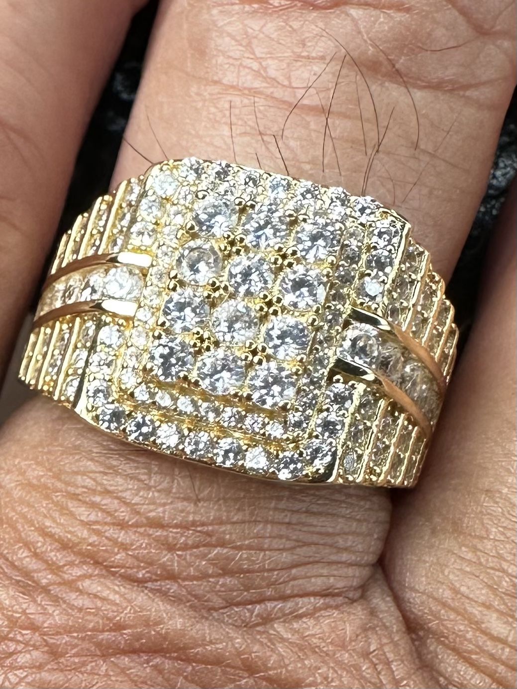 Men Ring .925 Sterling Silver Gold Plated