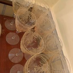 Fostoria Topaz crystal Goblets And Plates