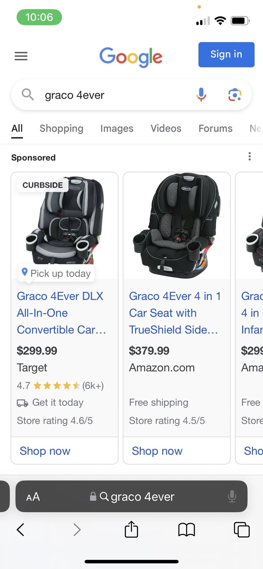 Graco 4 ever gently used car seat