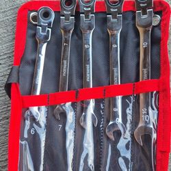New 5 pc flex head metric ratcheting Wrench set