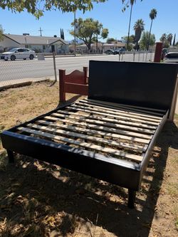Black Faux Leather Platform Bed Frame