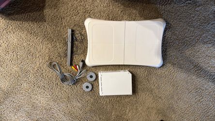 Wii console and balance board