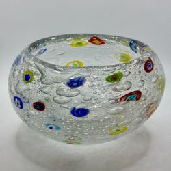 Vintage Murano Bullicante Millefiori Glass Bowl