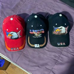 Assortment Of USA Eagle Hats. $12 Apiece Or $30 For All 3 