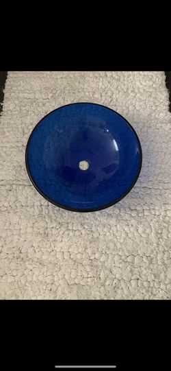 Round glass bathroom sink- Blue