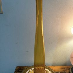 Adorno Botella Cristal Ámbar Antigua