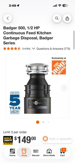 InSinkErator Badger 500 1/2 HP Garbage Disposal