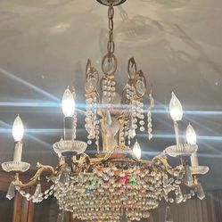 Medium Antique Crystal Chandelier 