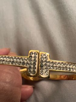 Gold-Tone Crystal Bangle Bracelet