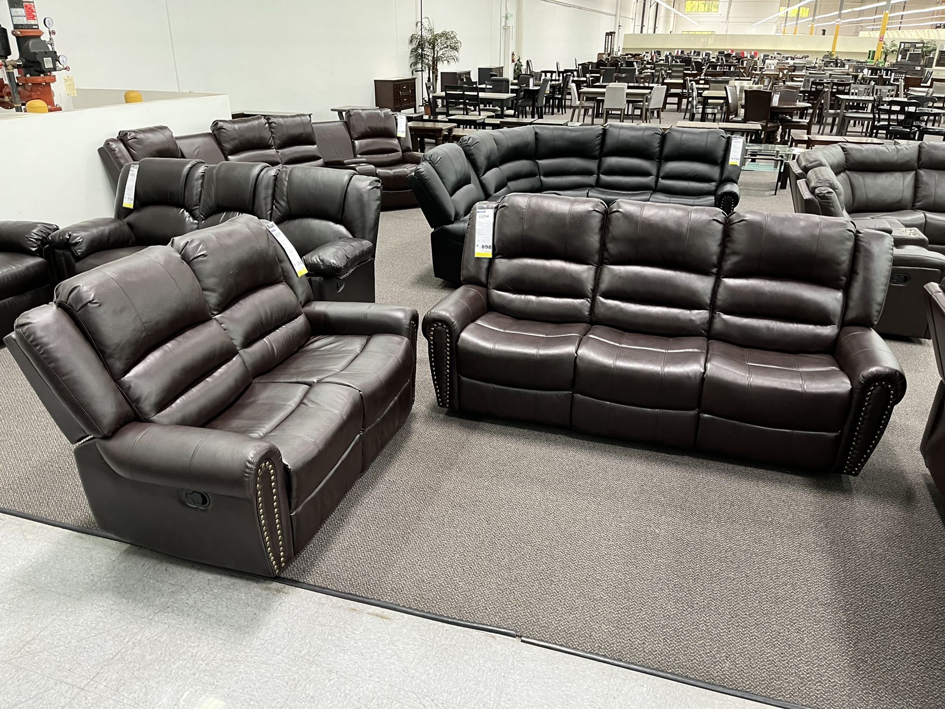 New Reclining Couch / Love Seat . Brown Or Black Leather . Free Delivery !
