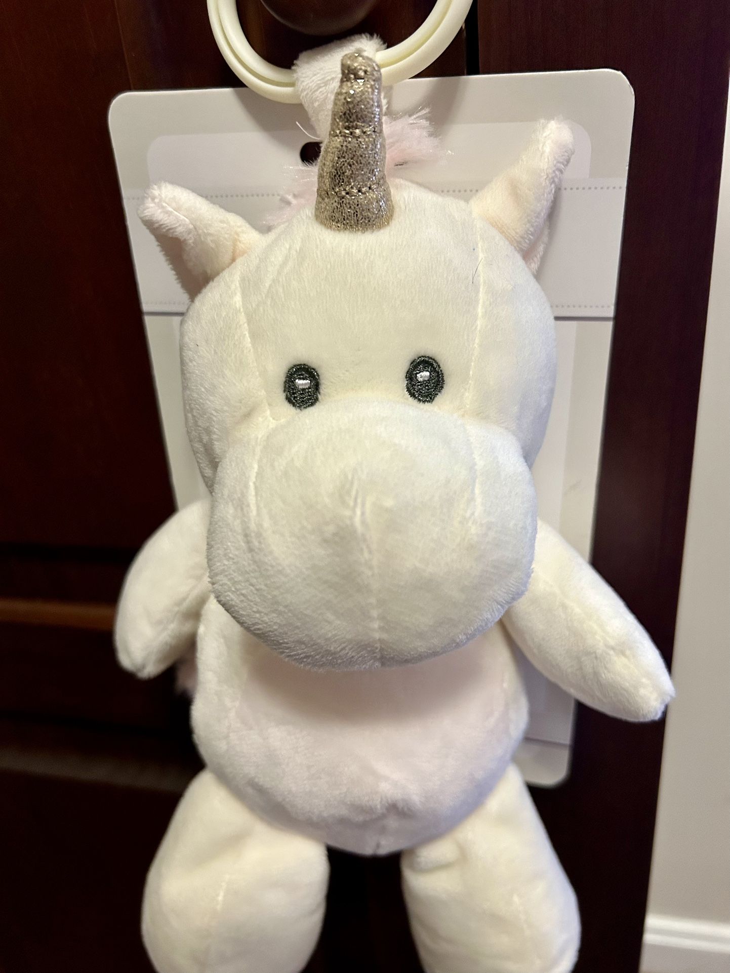 Kelly Baby 10” Plush Animal Unicorn with Rattle Clip-On Pram Cuddle Toy