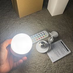 1 Rechargeable Battery Night Light Bulb: 3000mAh LED Bulb with Remote Control for Lamp, Wireless E26 USB Puck Light 400LM with Timer, 3 Color Temperat