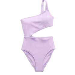 Aerie Crinkle Asymmetrical Cut Out One Piece Swimsuit Medium Long