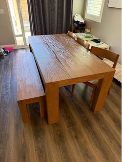 Dining Table, 3 chairs and bench