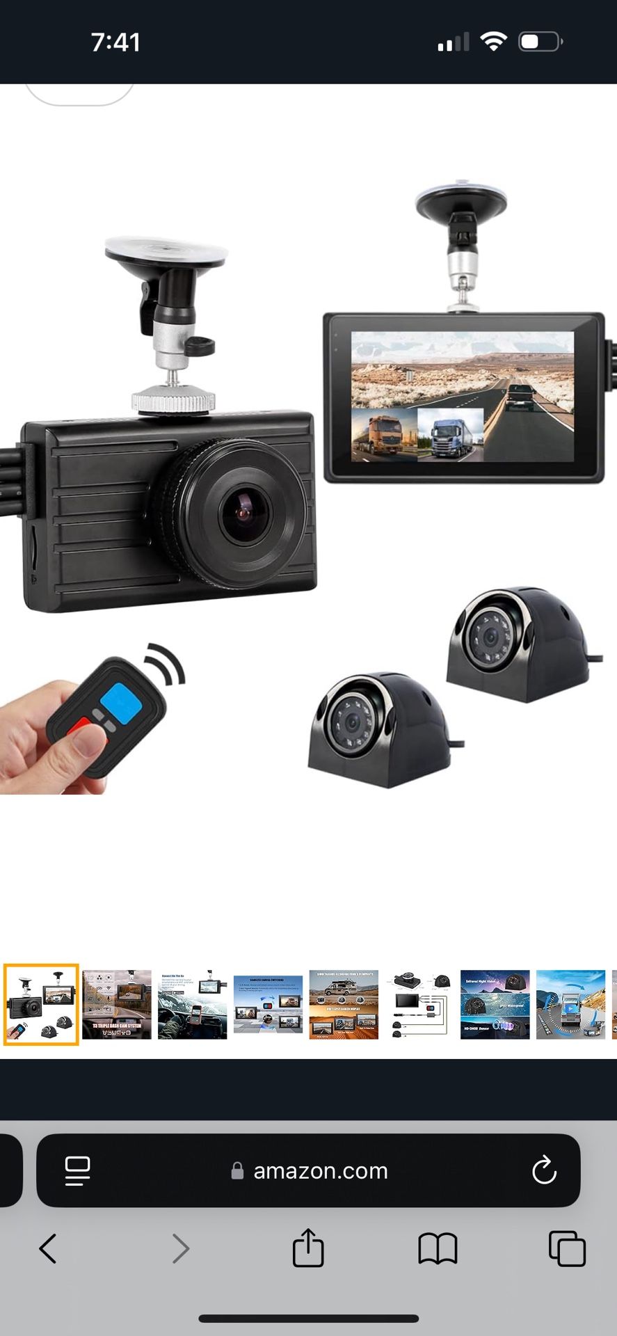 VSYSTO Upgrade 3CH Truck Dash Camera System DVR Recorder Waterproof Vehicle Backup Camera 1080P Front&Sides&Rear View Security Camera for Semi Truck T