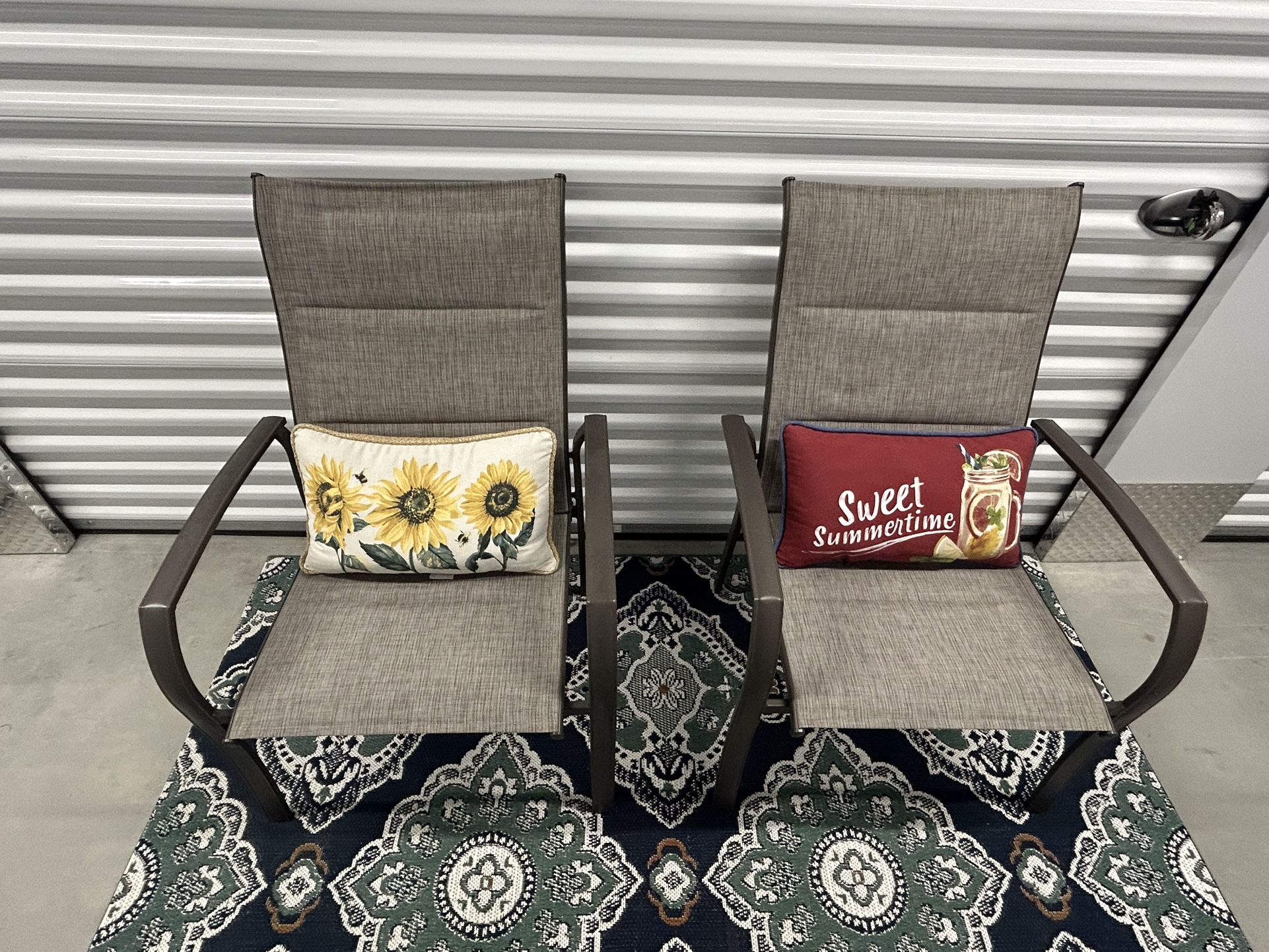 Outdoor Patio Chairs (2) with Lumbar Pillows