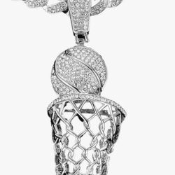 14K Gold Plated Rhinestone Hiphop Basketball Pendant