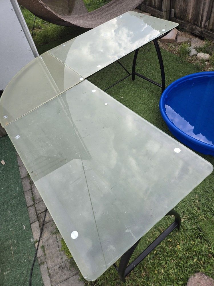 Glass Sectional Desk