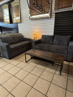 2-pc Sofa Set, Dark Grey Corduroy