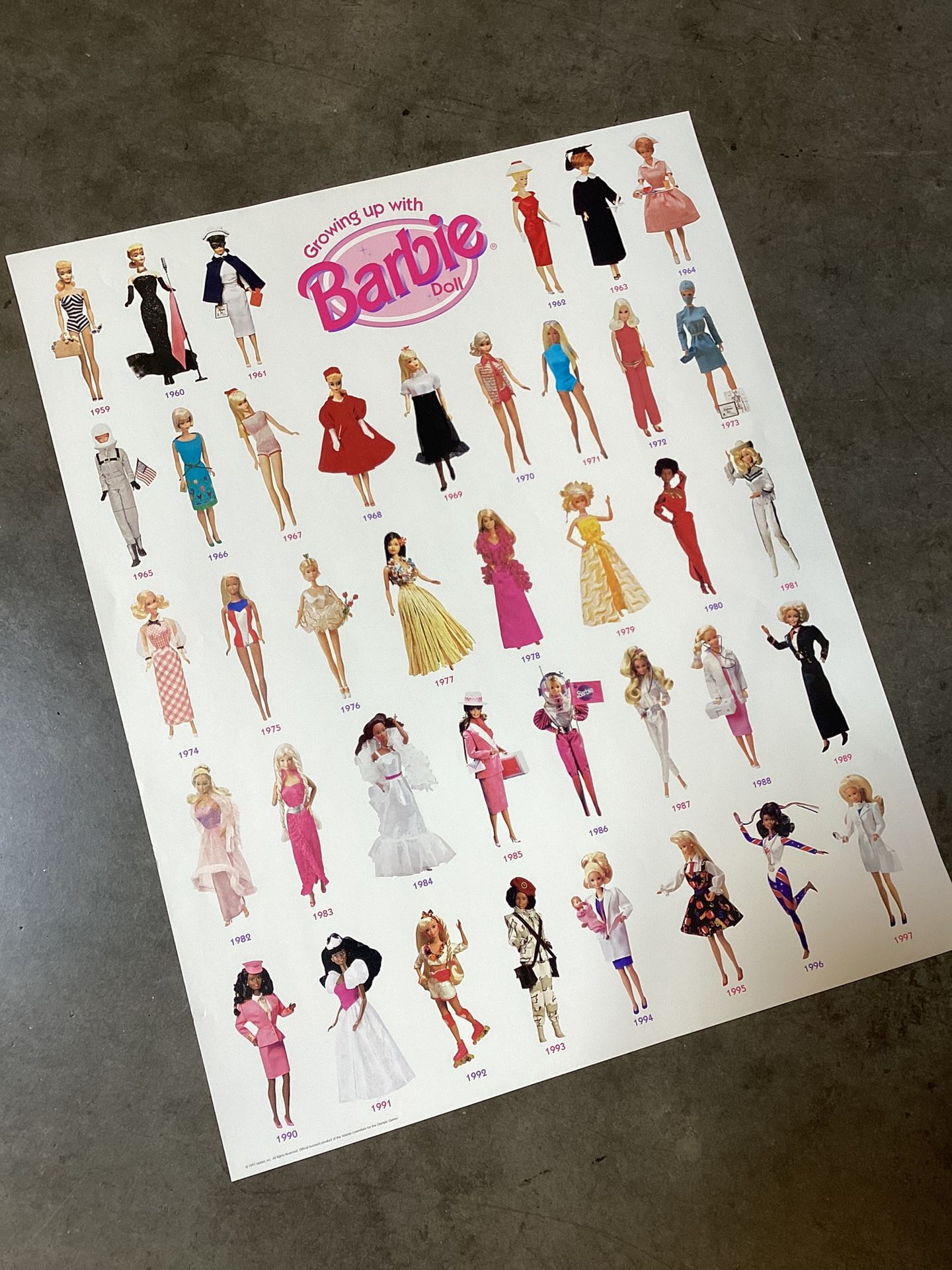 Vintage Growing Up With Barbie Poster 1997