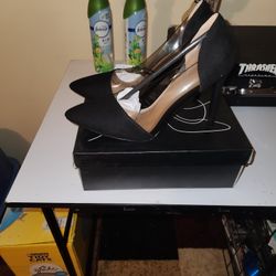 Mysoft Womens High-heeled Clear Pumps Size 9.5