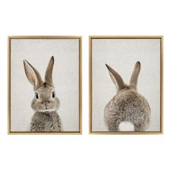 Set of 2 Bunny Rabbit Framed Canvas Art Decor Kate and Laurel, 18" x 24"