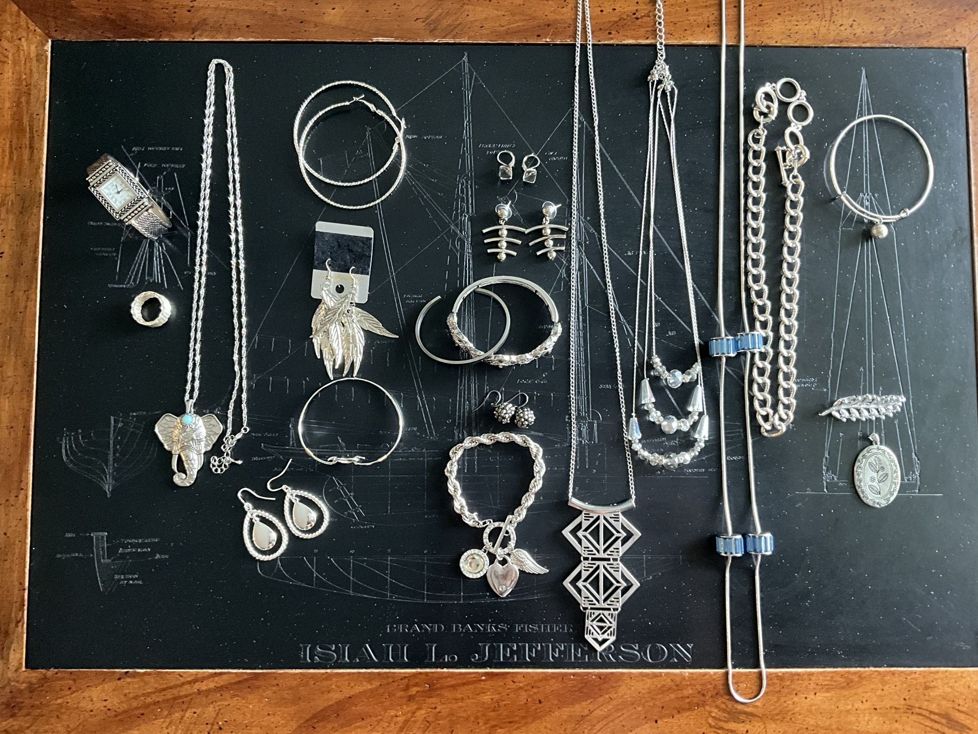 20 Pieces Of Silver Tone Costume Jewelry 4 Pieces Signed Lot#2