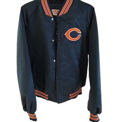 Chicago Bears Locker Line Snap Button Up Bomber Jacket -Men’s Large Vintage VTG