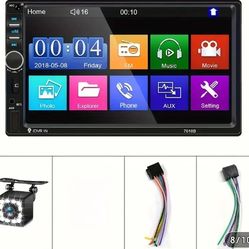 CAMECHO 1pc Double Din EQ Car Stereo 7" LCD Screen Car Radio with Wireless FM, MP5 Player with USB/SD/AUX Input with Mirror Link, Portable Media Playe