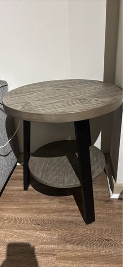 Round End Table with Bottom Shelf