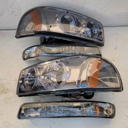 99-06 Gmc Sierra Yukon Projector Headlights Luces Calaveras Micas Faros Focos Faroles Headlamps 