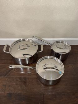Stainless Steel Cookware Set - 3 Pans + 3 Lids, Tri-Ply
