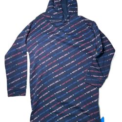 Tommy Hilfiger Hoodie Dress Girls XtraLarge (12/14) Heart Blue Fleece Lined