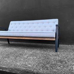 Lovely MCM Tufted Couch With A Wooden Frame