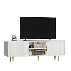 White Fluted Tv Stand - SY57