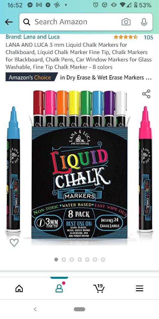 Lana & Luca Liquid Chalk Markers Pen - White Dry Erase Marker for