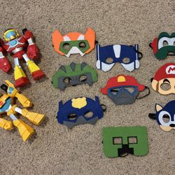 Kid’s Character Masks And Transformer Rescue Bot Toys