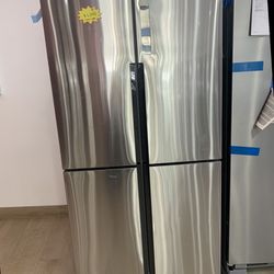 Haier 16.4 cu. ft. Quad French Door Freezer Refrigerator in Stainless Steel, Fingerprint Resistant