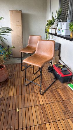 Set of 2 Faux Leather Bar Stools