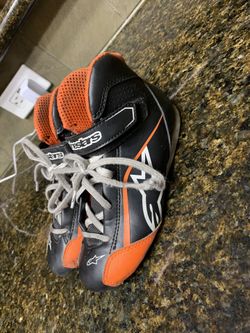 Alpinestars 2712518-1241-1 Tech 1- K S Youth Shoes, Black/White/Orange Fluorescent, Size 1
