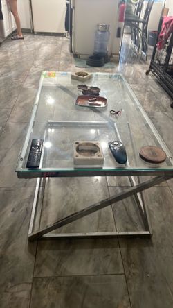 Glass and chrome tablet set