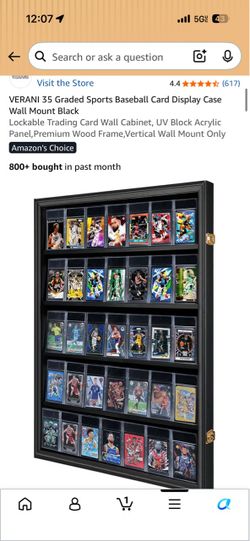 VERANI 35 Graded Sports Baseball Card Display Case Wall Mount Black