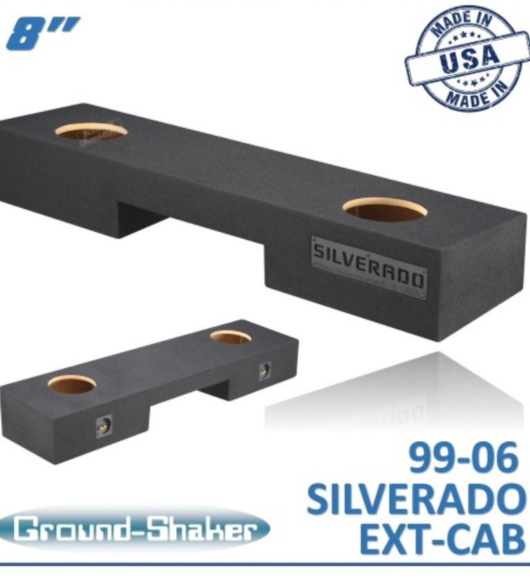 Black 8" Dual Sealed Sub Box, Fits 99-06 & 07 Classic Chevy Silverado Ext-Cab