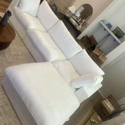 White 4-Piece Modular Cloud Couch | Modern Deep Seat Sectional Sofa | Plush Comfy Living Room Sofa Set | Minimalist Cloud Couch  